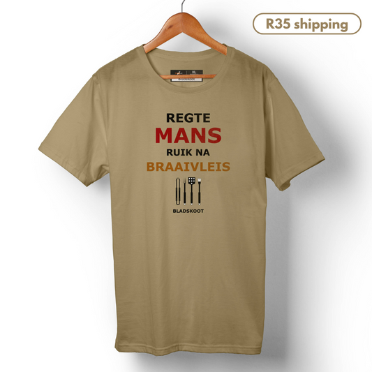 Regte Mans Ruik Na Braaivleis - Unisex Short-sleeve T-shirt - 180g